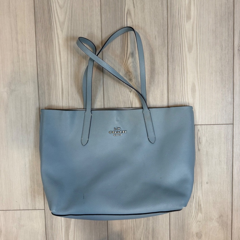 Coach Hudson Tote Light Blue Pebbled Leather Shoulder Bag F67253